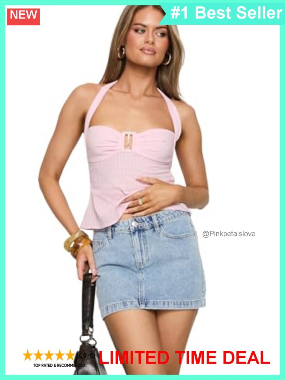 Mid-Rise Denim Mini Skirt Belt Loop Waist Non-Stretch 50% Cotton
